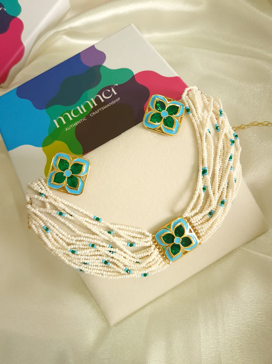 Chameli Choker Necklace & Earrings - Gift Box For Women - Sterling Silver