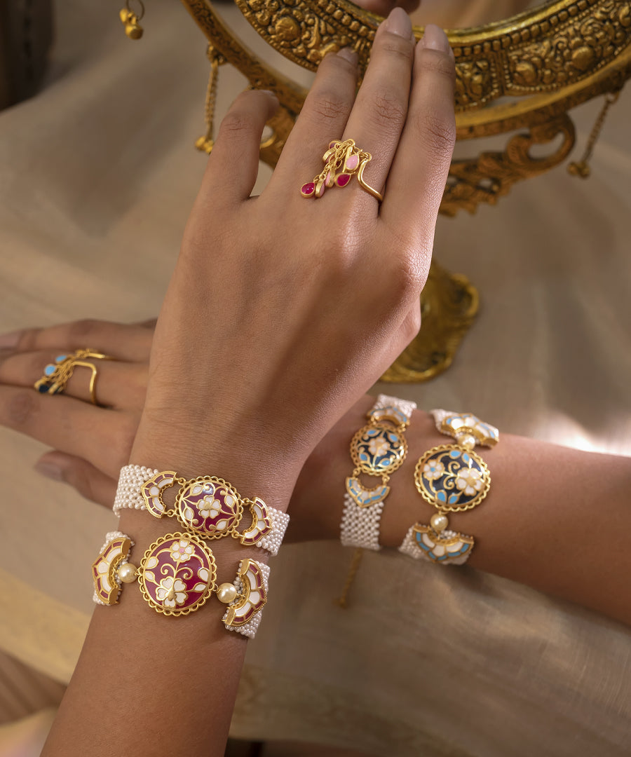 Pink Feroza Meher Gulaabi Pearl Bracelet