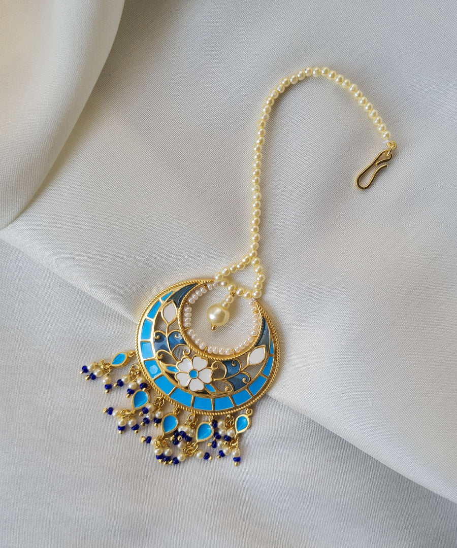 Blue Feroza Pearl Mangtika