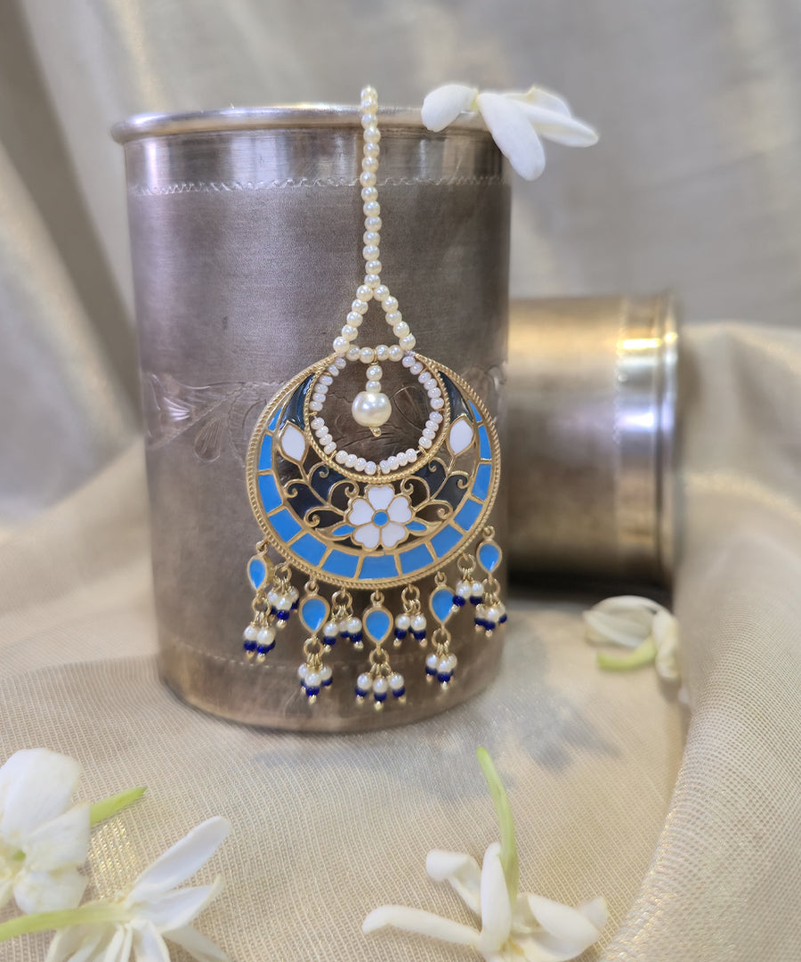 Blue Feroza Pearl Mangtika