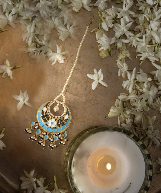 Blue Feroza Pearl Mangtika