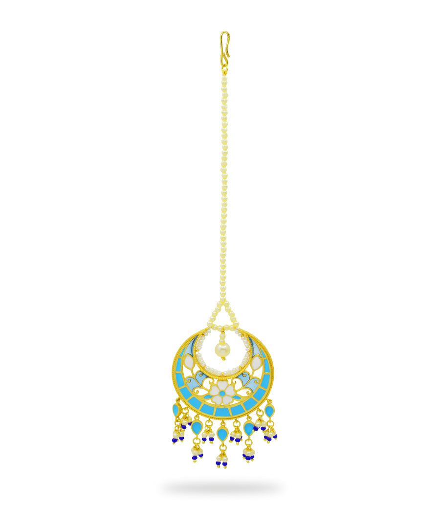 Blue Feroza Pearl Mangtika