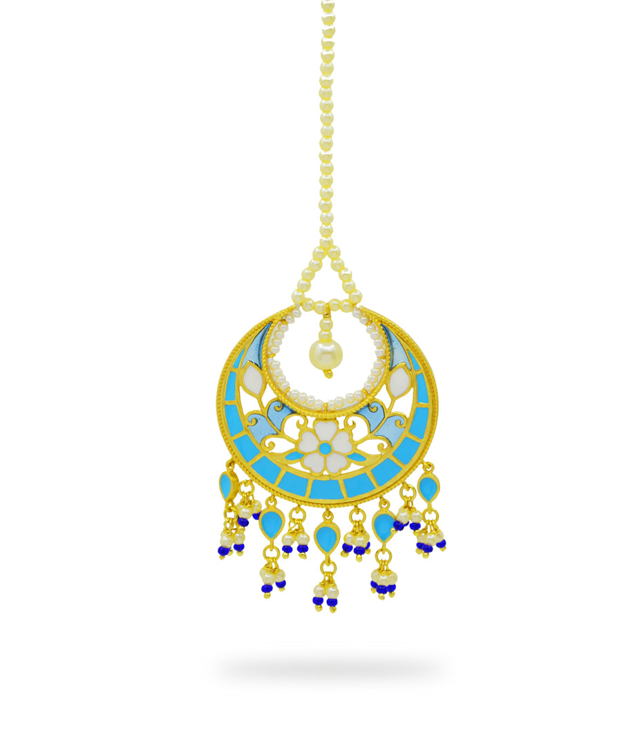 Blue Feroza Pearl Mangtika
