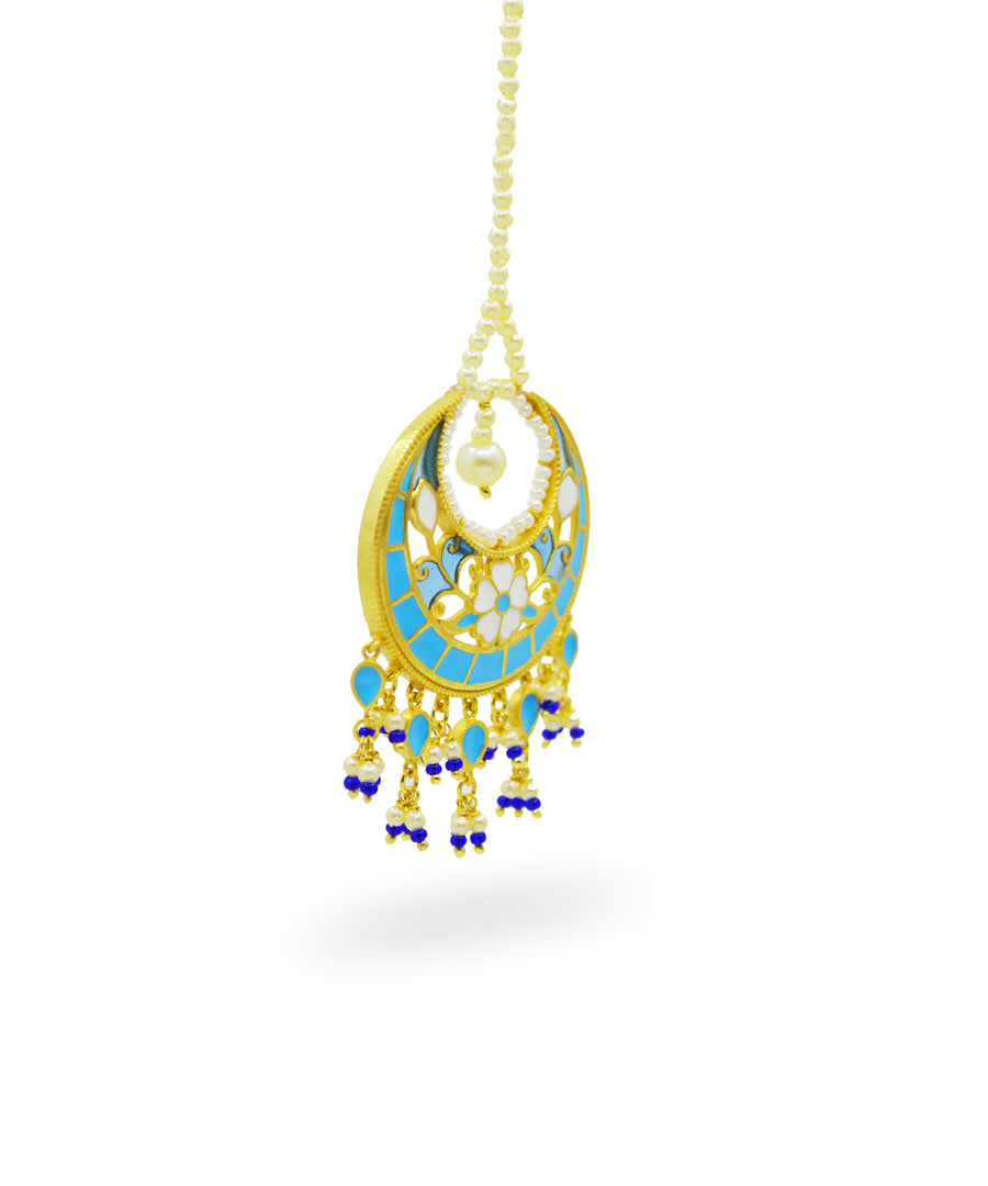 Blue Feroza Pearl Mangtika