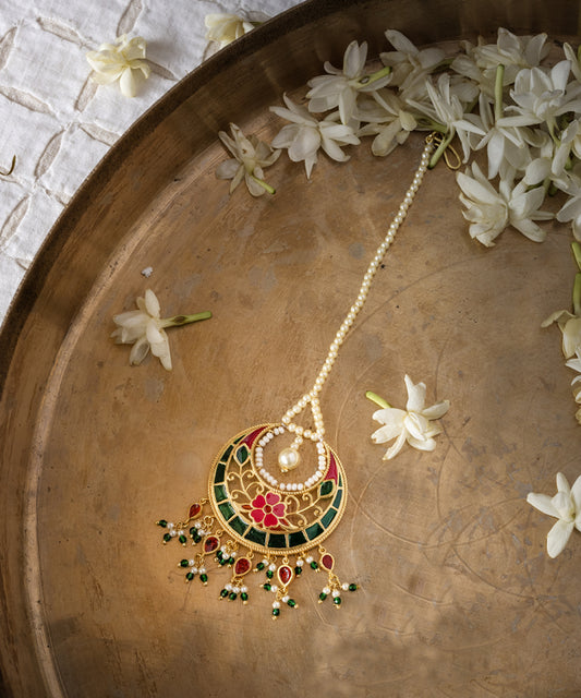 Multi Feroza Phulkari Pearl Mangtika