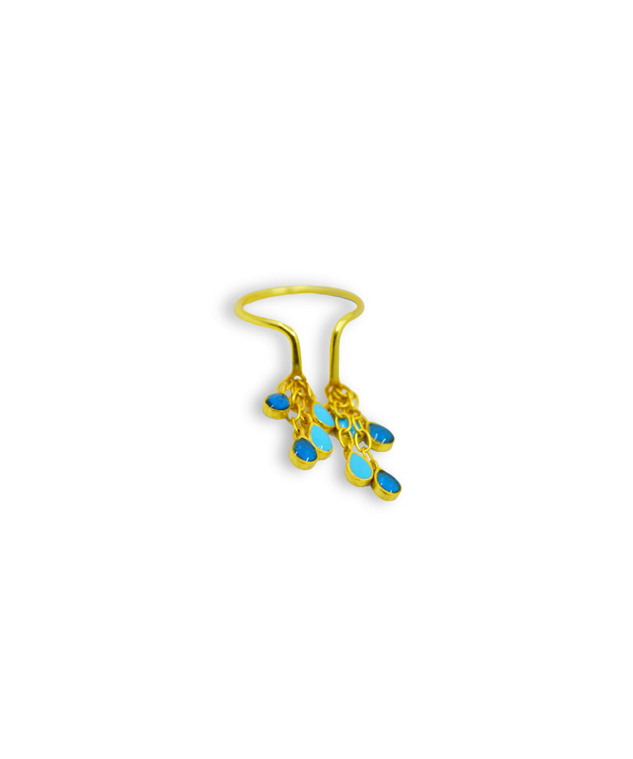 Blue Feroza Baani Drop Ring