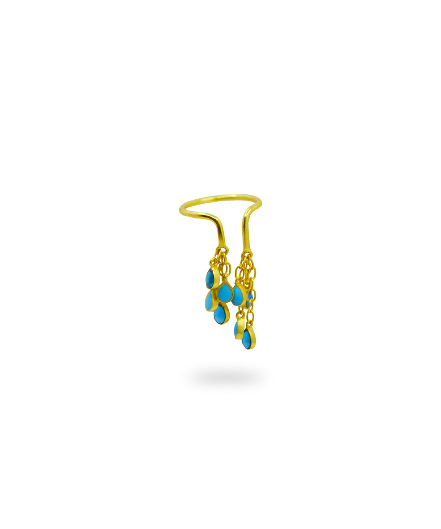 Blue Feroza Baani Drop Ring
