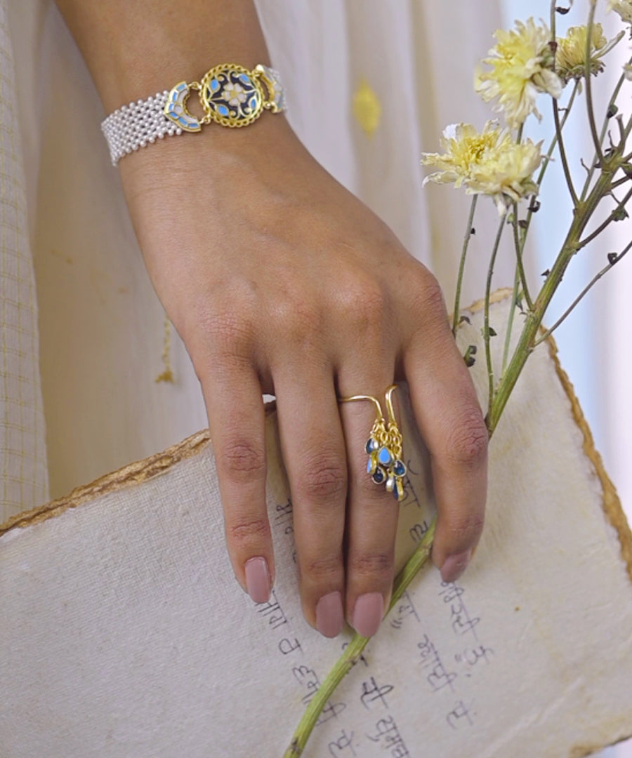 Blue Feroza Baani Drop Ring
