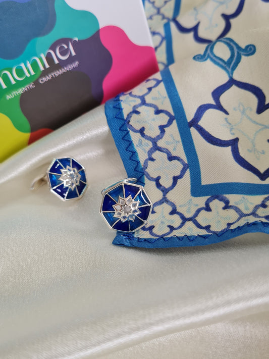 Dhoop Chaon Cufflinks With Pocket Square - Gift Box For Men - Sterling Silver