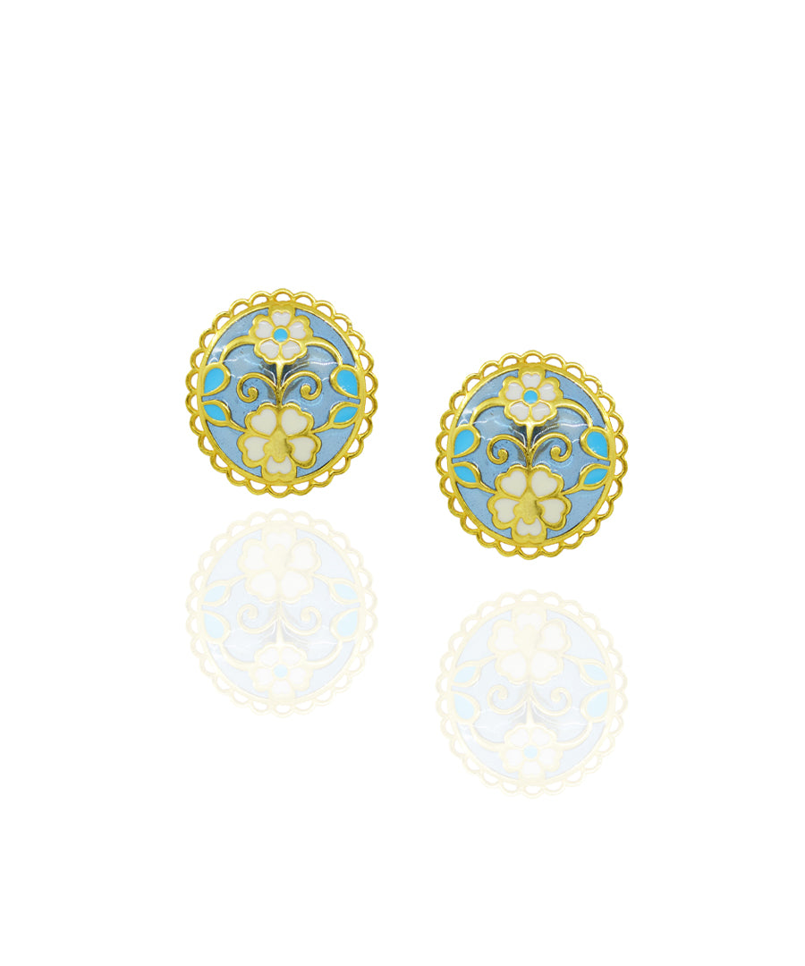 Blue Feroza Keerat Stud Earrings