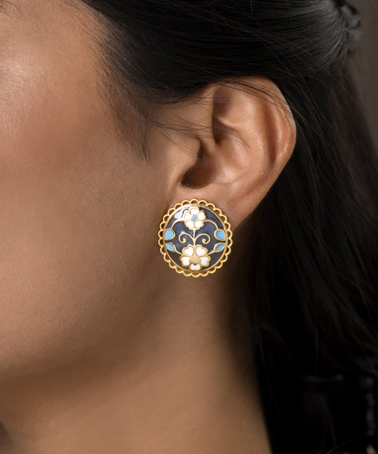 Blue Feroza Keerat Stud Earrings