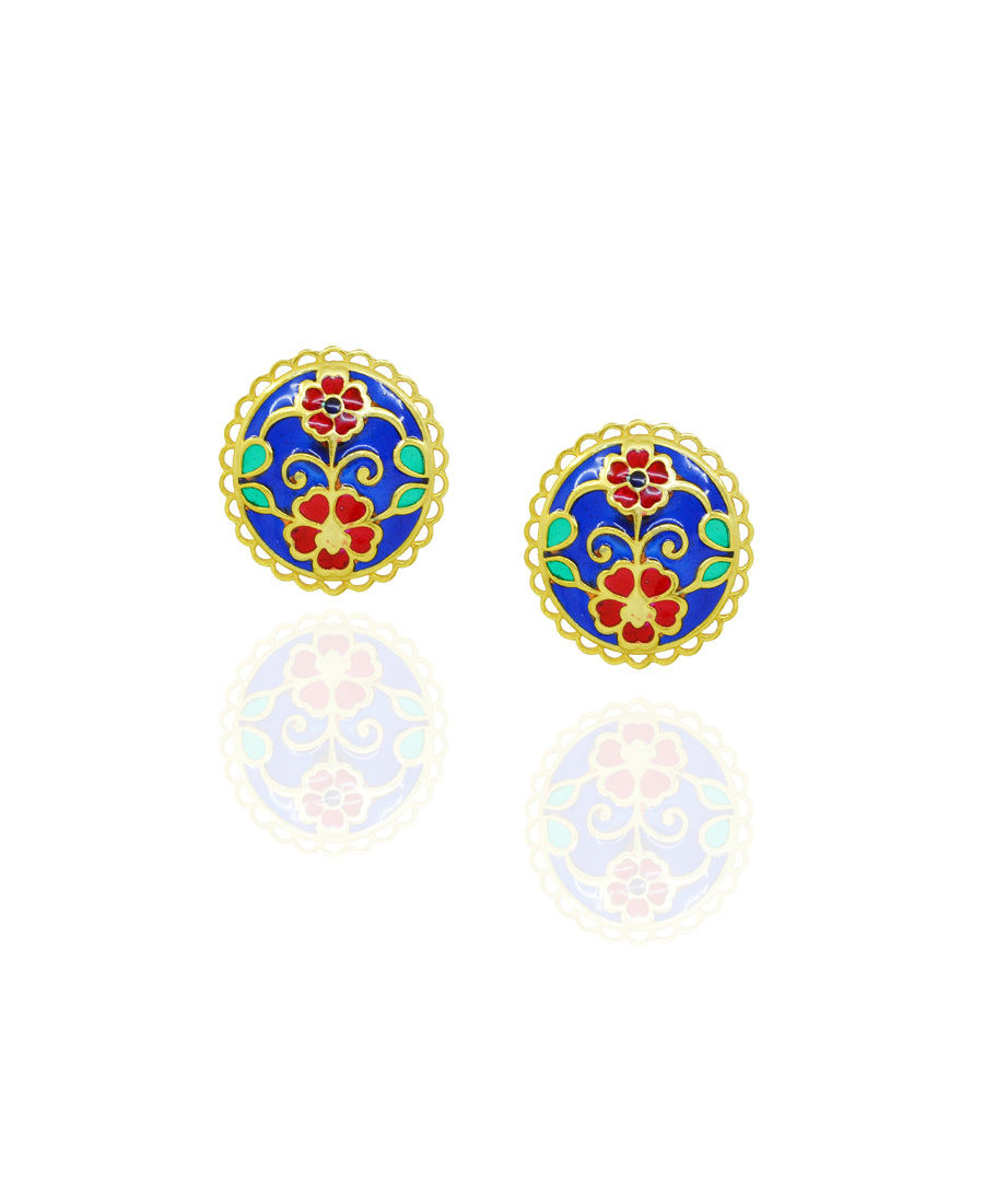 Navy Feroza Keerat Stud Earrings