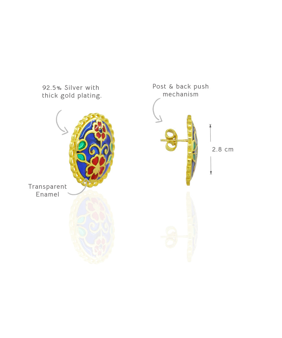 Navy Feroza Keerat Stud Earrings