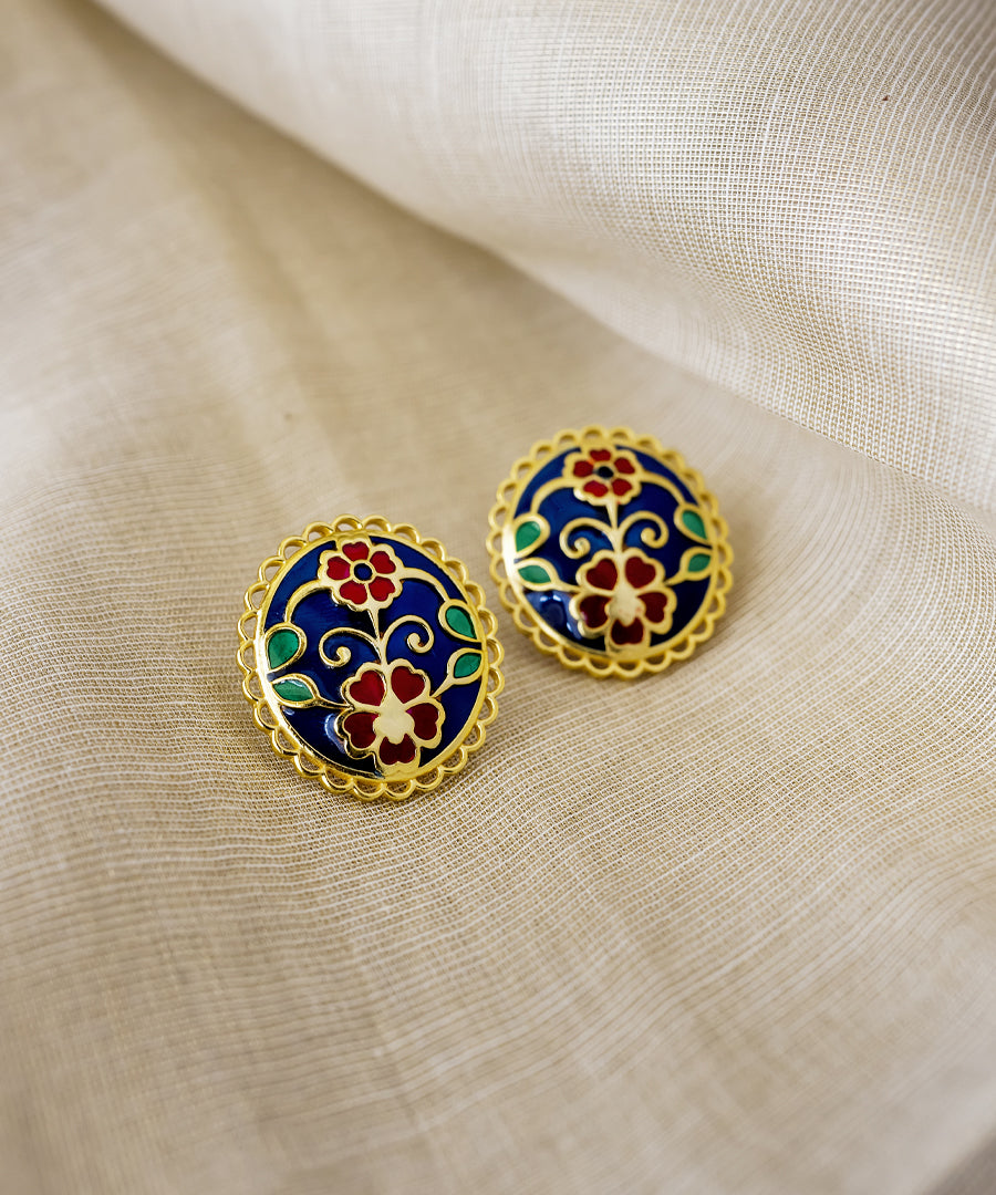 Navy Feroza Keerat Stud Earrings