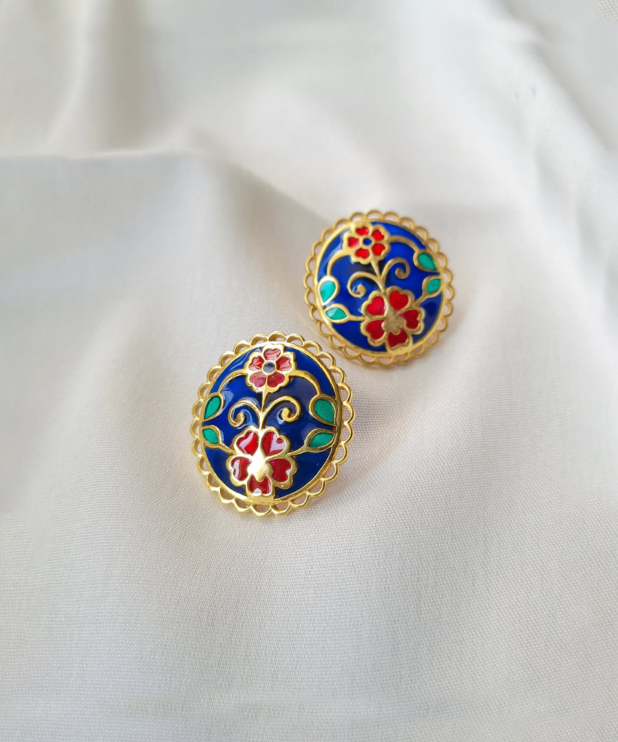 Navy Feroza Keerat Stud Earrings