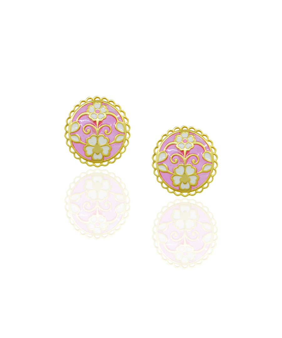 Pink Feroza Keerat Gulaabi Stud Earrings