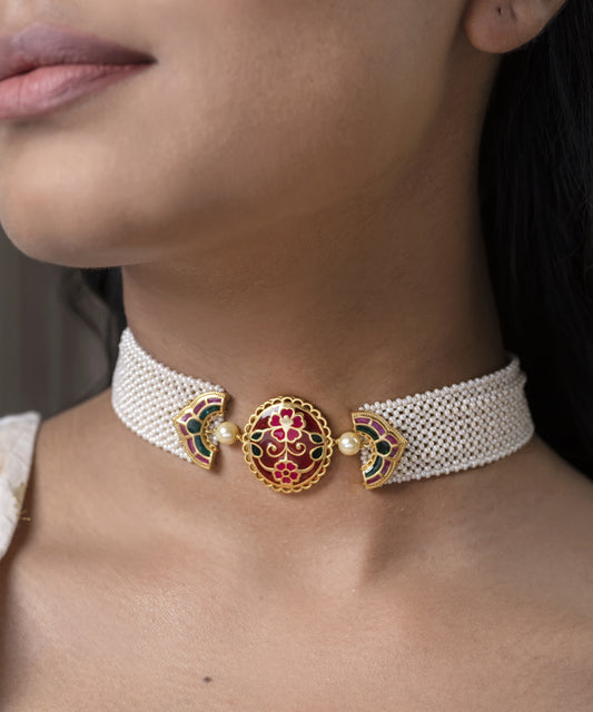 Multi Feroza Phulkari Meher Choker Necklace