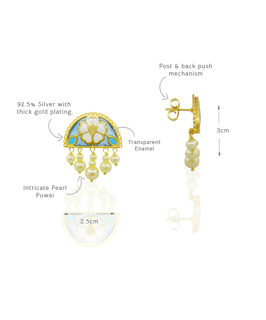 Blue Feroza Meher Chand Stud Earrings