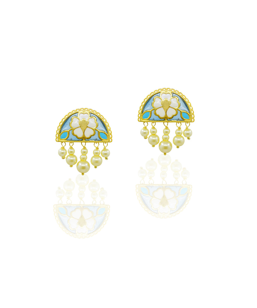 Blue Feroza Meher Chand Stud Earrings