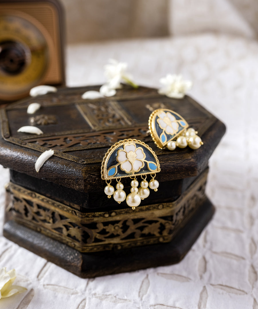 Blue Feroza Meher Chand Stud Earrings