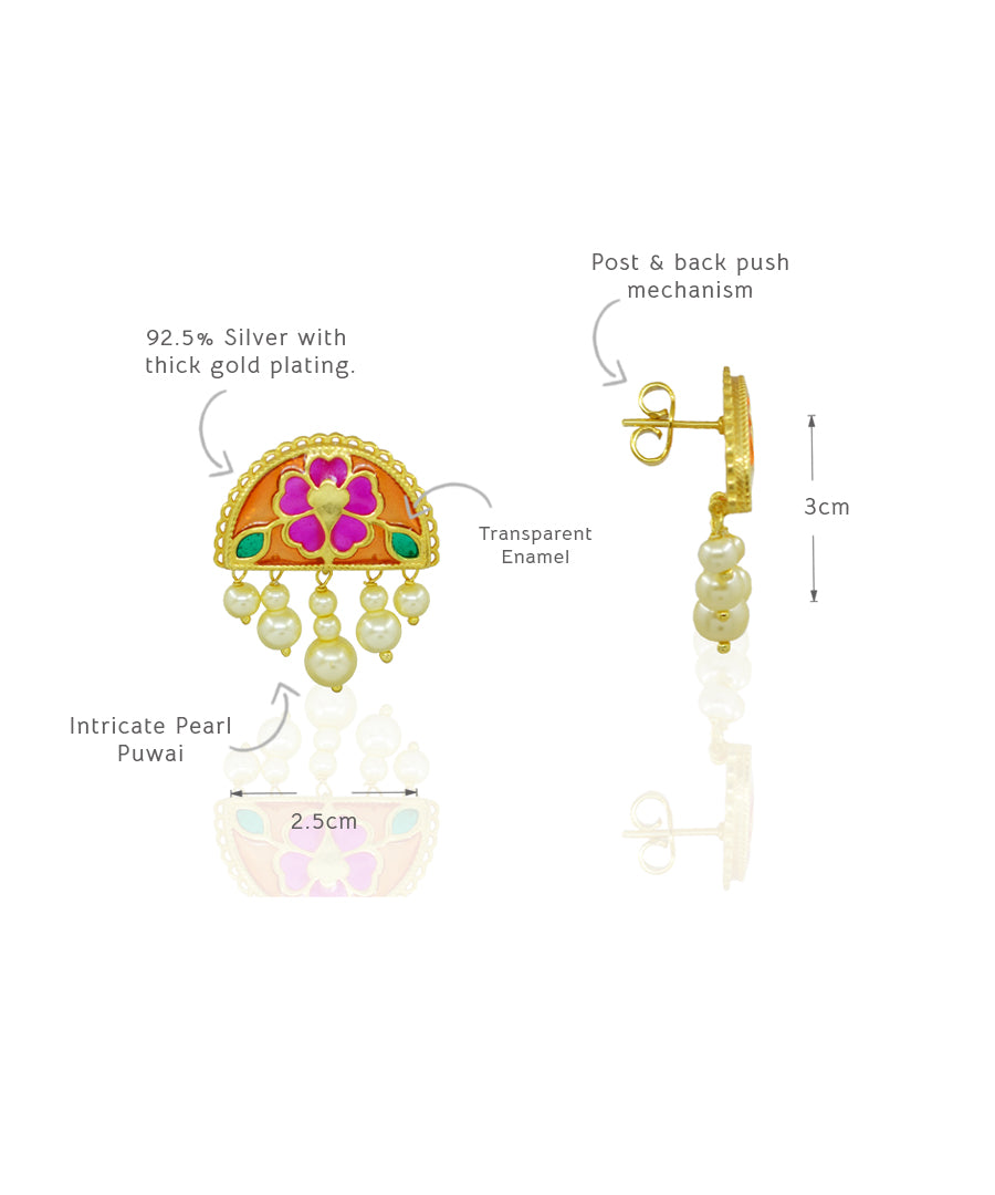 Multi Feroza Meher Chand Phulkari Stud Earrings