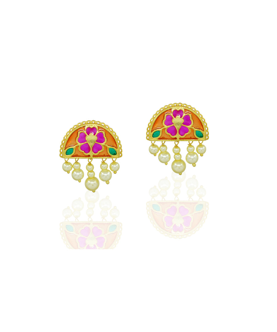 Multi Feroza Meher Chand Phulkari Stud Earrings