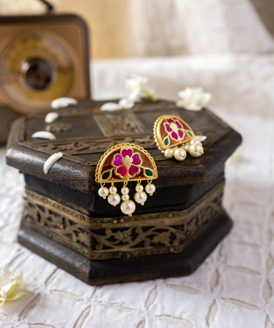 Multi Feroza Meher Chand Phulkari Stud Earrings