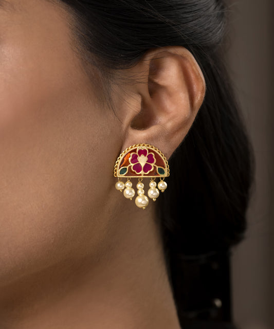 Multi Feroza Meher Chand Phulkari Stud Earrings