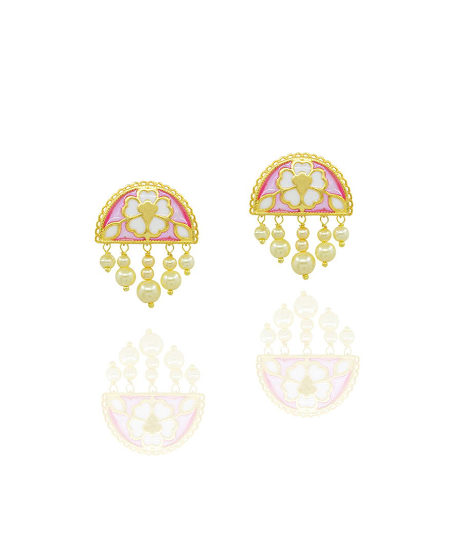 Pink Feroza Meher Chand Gulaabi Stud Earrings