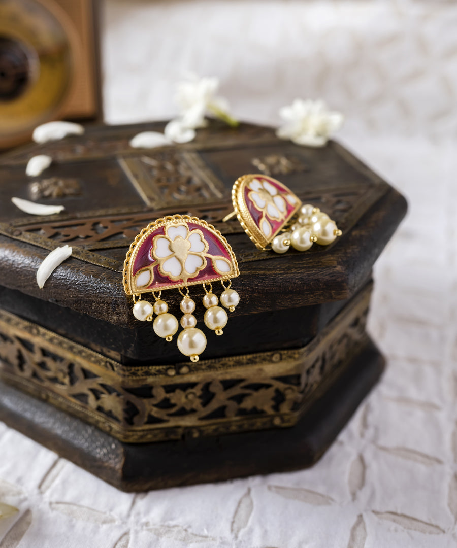 Pink Feroza Meher Chand Gulaabi Stud Earrings