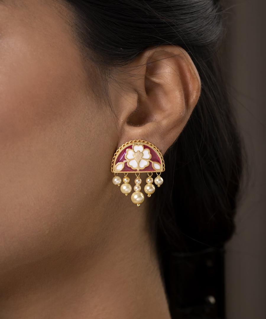 Pink Feroza Meher Chand Gulaabi Stud Earrings