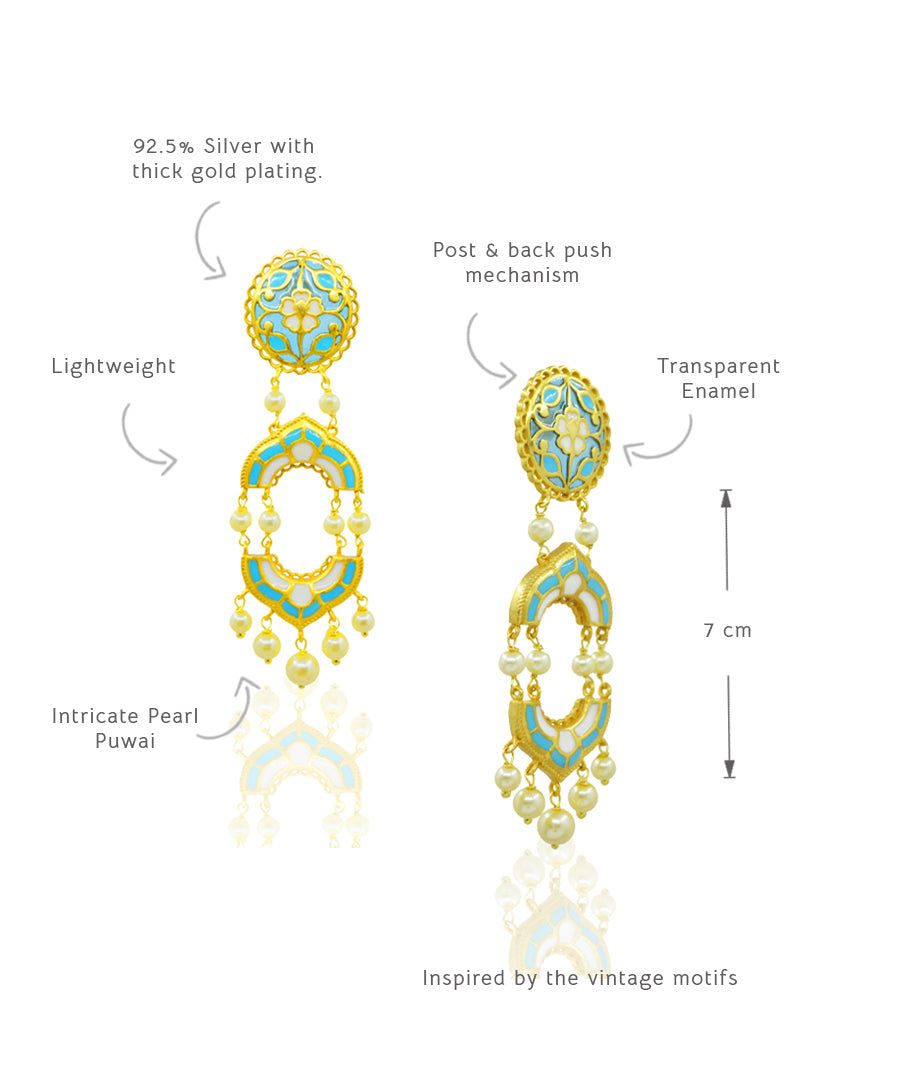 Blue Feroza Arshia Dangle Earrings