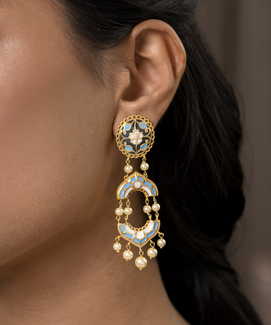 Blue Feroza Arshia Dangle Earrings