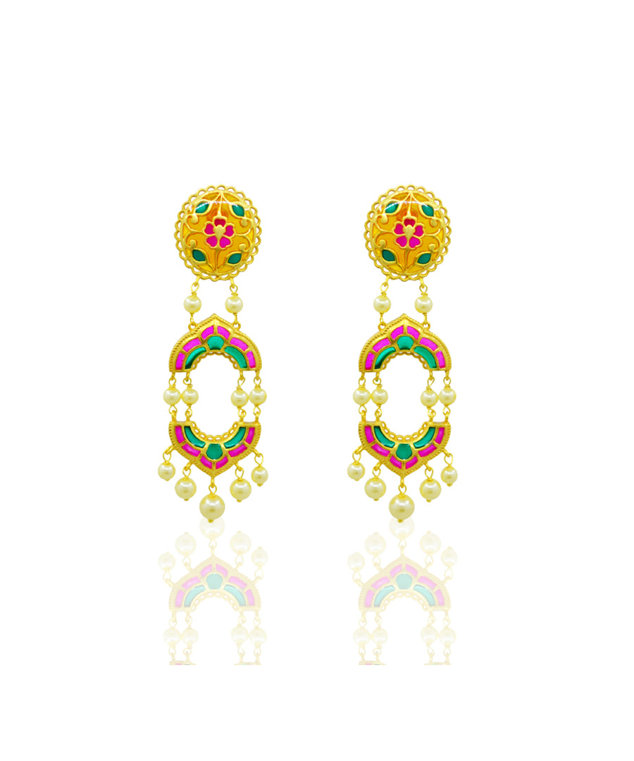 Multi Feroza Arshia Phulkari Dangle Earrings