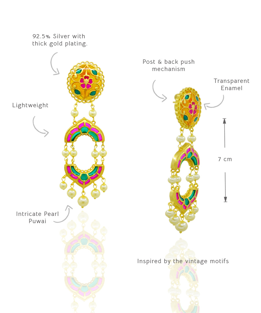 Multi Feroza Arshia Phulkari Dangle Earrings