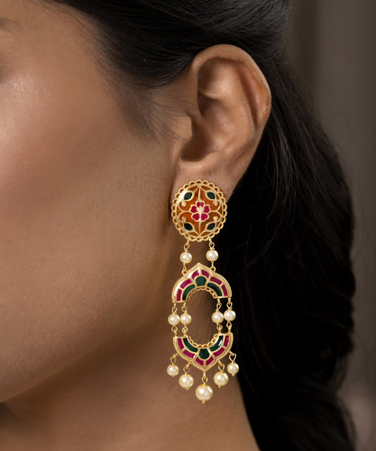 Multi Feroza Arshia Phulkari Dangle Earrings