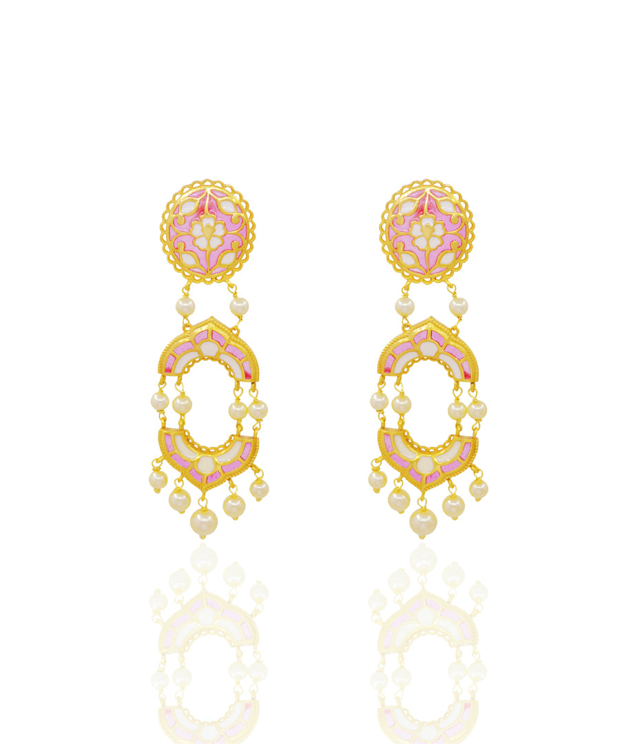 Pink Feroza Arshia Gulaabi Dangle Earrings