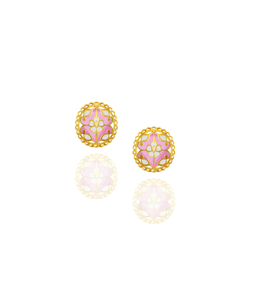 Pink Feroza Gulaabi Seerat Stud Earrings