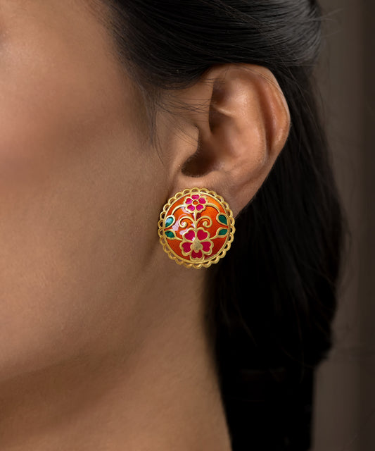 Multi Feroza Phulkari Keerat Stud Earrings