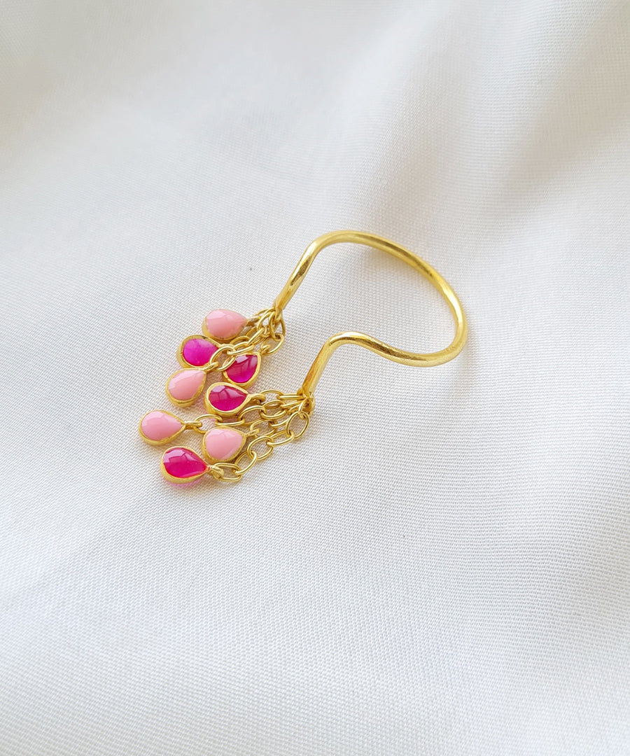 Pink Feroza Gulaabi Baani Drop Ring