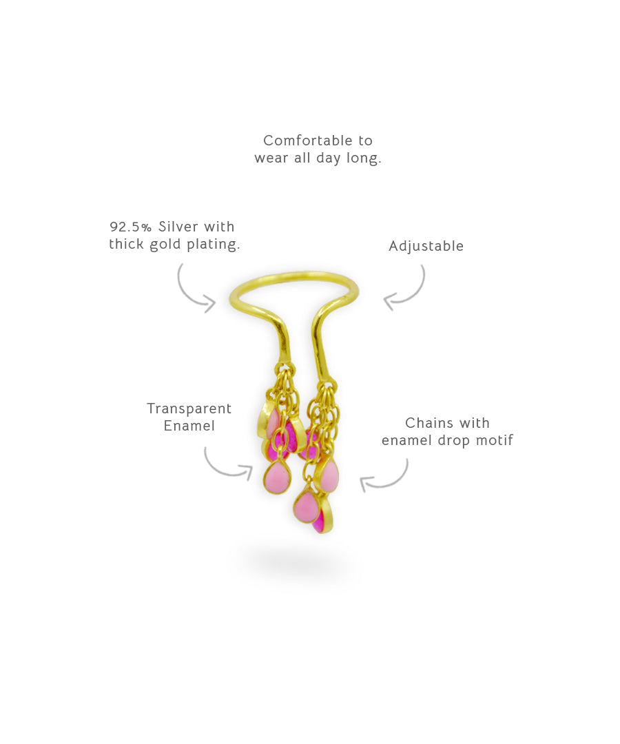 Pink Feroza Gulaabi Baani Drop Ring
