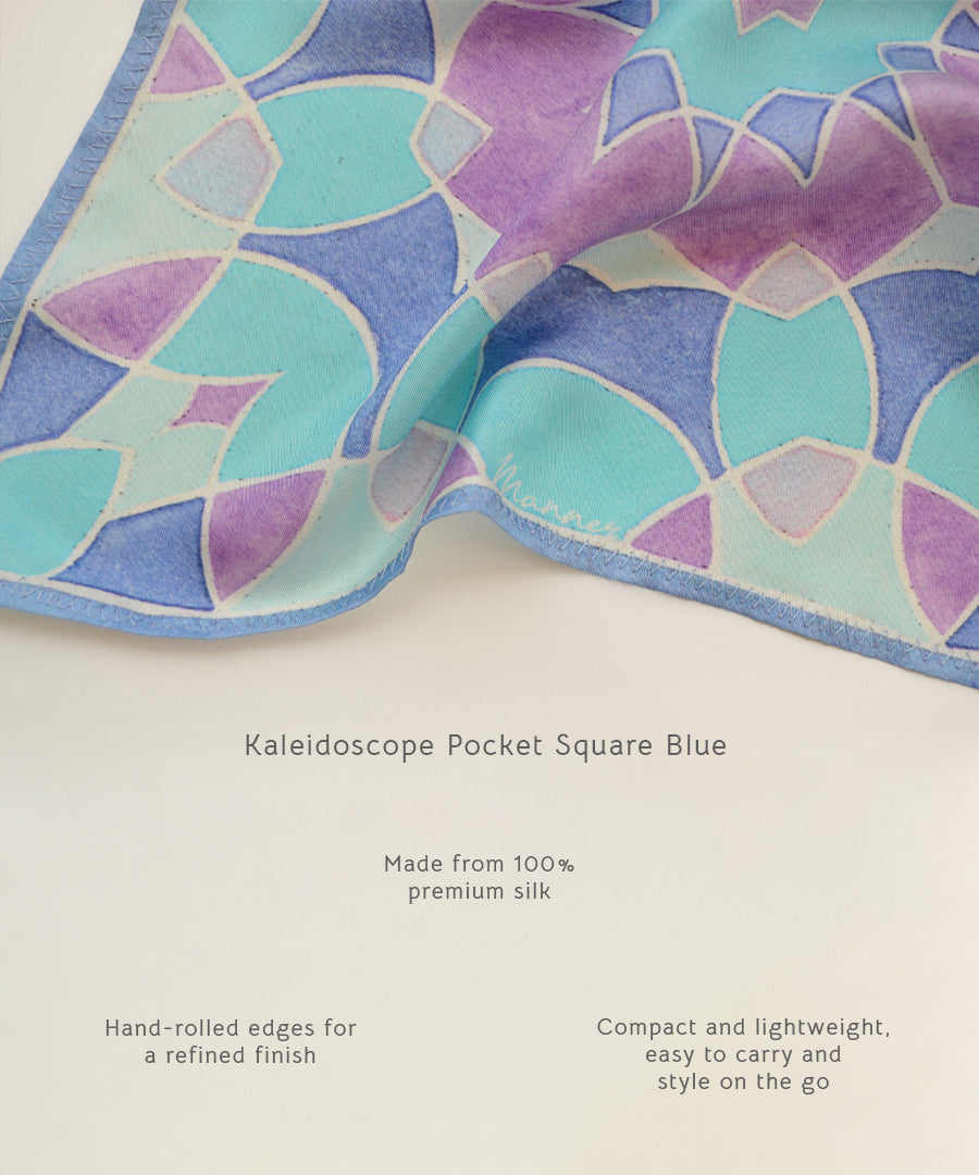 Kaleidoscope Pocket Square Blue