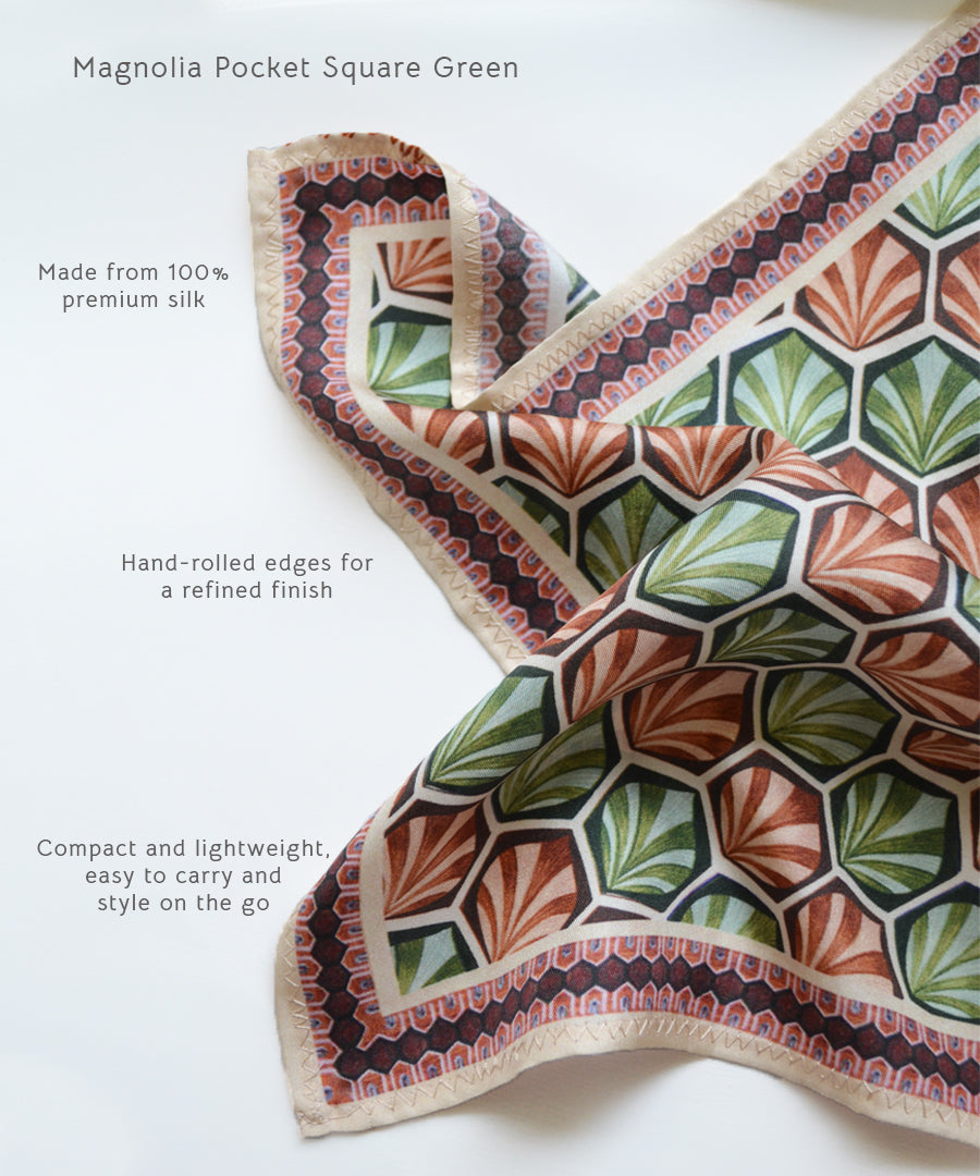 Magnolia Pocket Square Green