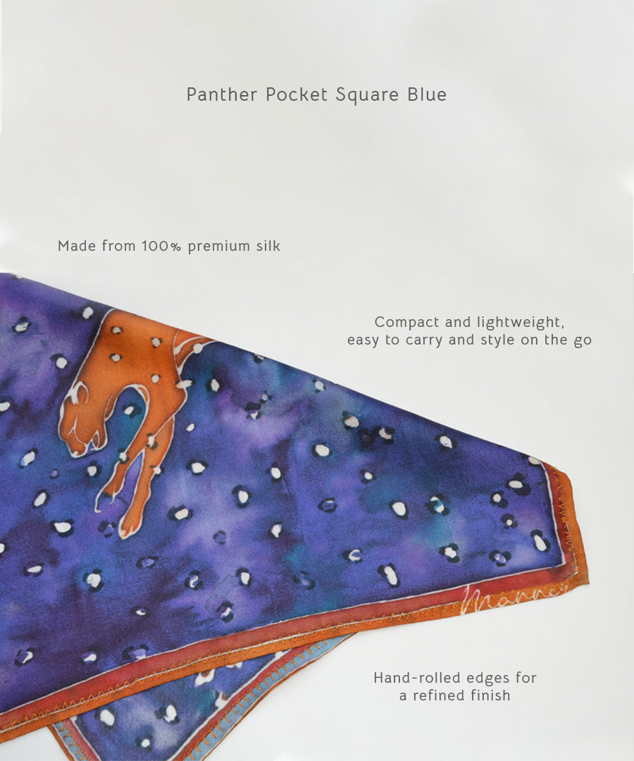 Panther Pocket Square Blue