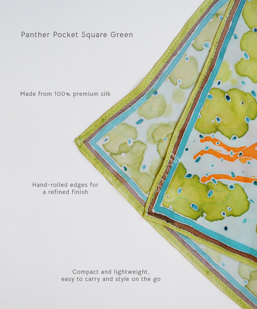 Panther Pocket Square Green