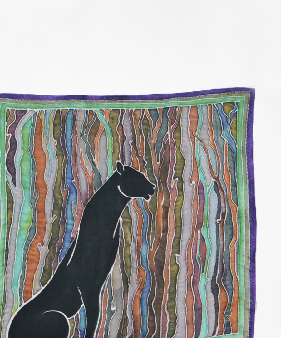 Panther Pocket Square Black