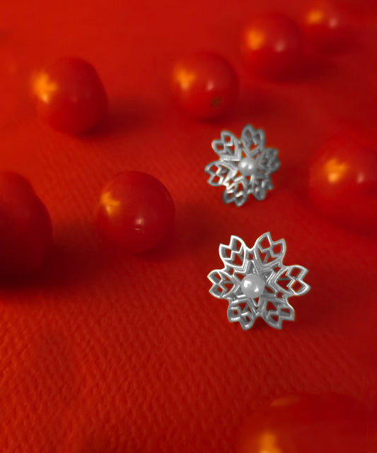 Rakaan - Ranjha Stud Earrings - Handcrafted Silver Finish