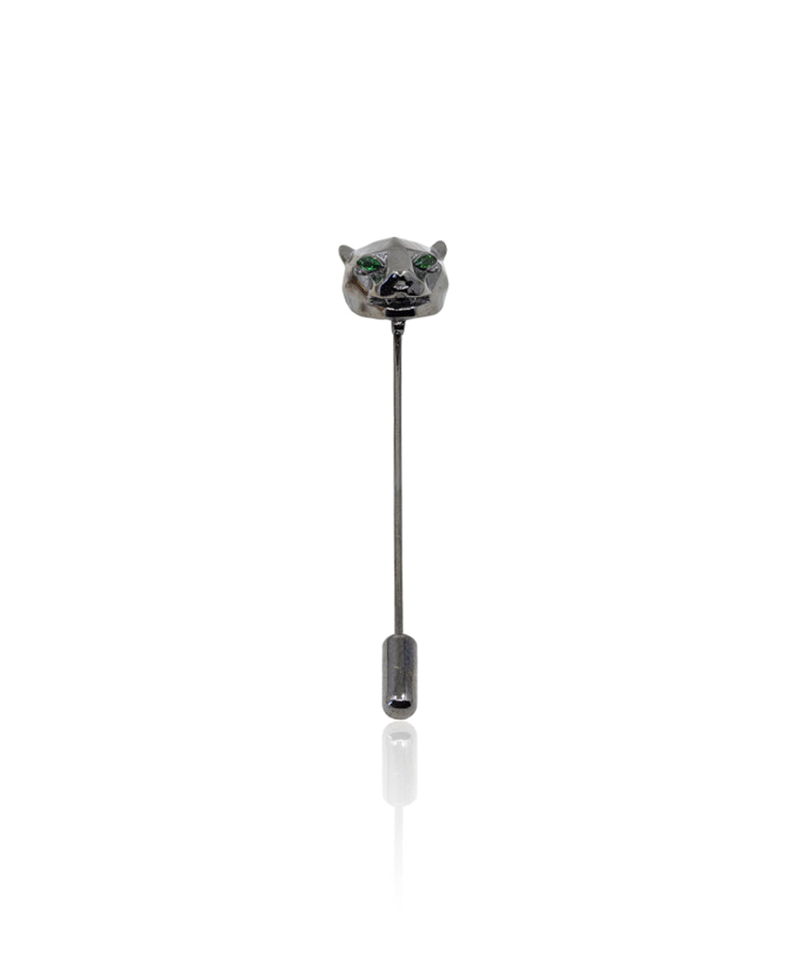 Black Untamed Panther Lapel Pin