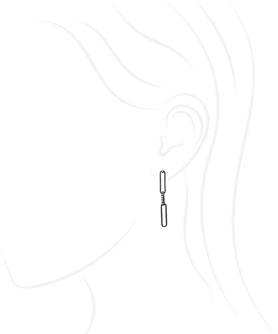 Black Untamed Paperclip Chain Earrings