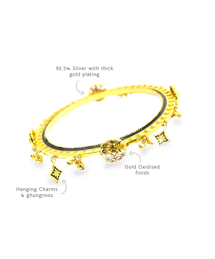 Detail specification of khejari charm gold plated bangle.
